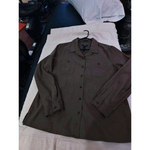 Suede-like button shacket. Brown Size XL Crazy Horse by Liz Claiborne